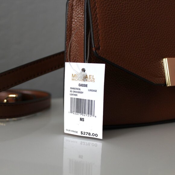 MK Cassie XS Crossbody in Luggage Pebbled Leather - Picture 4 of 9